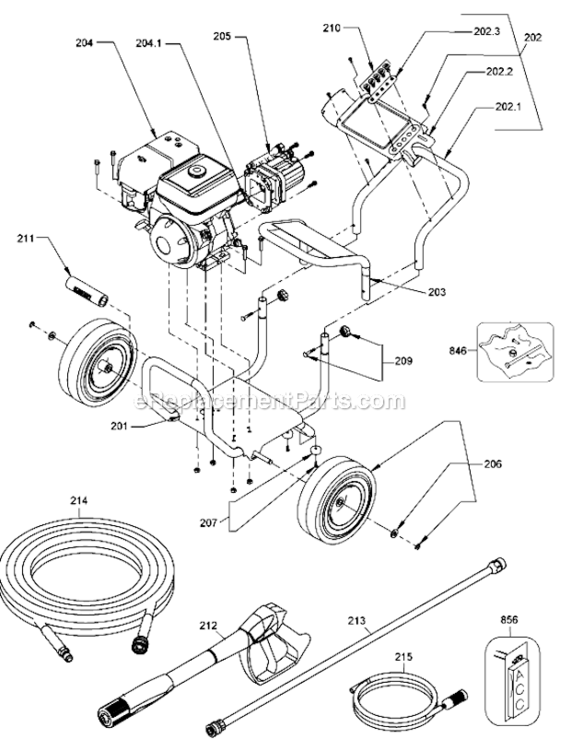 Page A Diagram and Parts List for DXPW60604 Type 0 DeWALT Pressure Washer