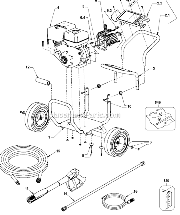 Page A Diagram and Parts List for DXPW60605 Type 0 DeWALT Pressure Washer