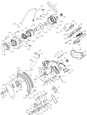 Default Diagram and Parts List for DW718-AR Type 4 DeWALT Miter Saw