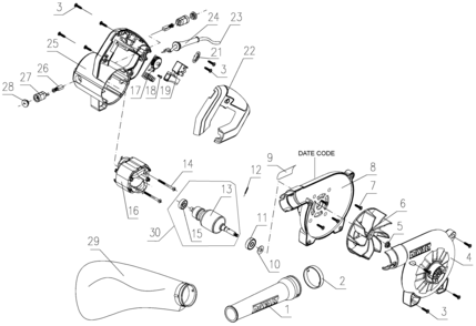 Default Diagram and Parts List for DWB800-B2 Type 1 DeWALT Leaf Blower / Vacuum
