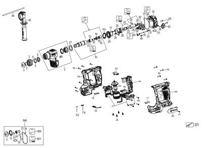 Exploded Diagram B Diagram and Parts List for DCH072B Type 1 DeWALT Hammer Drill