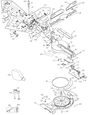 Default 2 Diagram and Parts List for DW718-B2 Type 2 DeWALT Miter Saw