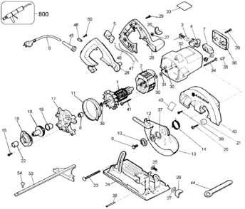 Default Diagram and Parts List for B7359 Type 3 DeWALT Circular Saw