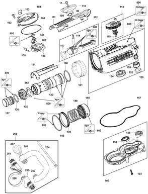 Default 2 Diagram and Parts List for D25840K Type 1 DeWALT Hammer