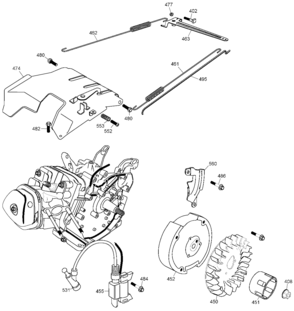 Flywheel & Linkage Diagram and Parts List for DG3000C Type 1 DeWALT Generator