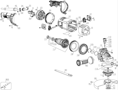 Page A Diagram and Parts List for DWE4557-AR 1 DeWALT Angle Grinder