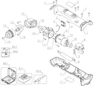 Default Diagram and Parts List for DW965K Type 1 DeWALT Boring Machine