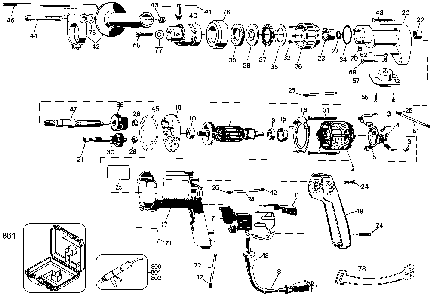 Exploded Diagram A Diagram and Parts List for D510K-04 Type 1 DeWALT Hammer Drill