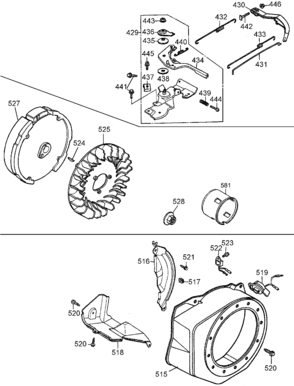 Control, Flywheel & Fan cover Diagram and Parts List for DP3100IC Type 2 DeWALT Pressure Washer
