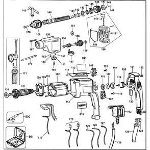 Drill Diagram and Parts List for DW515KTY1  DeWALT Hammer Drill