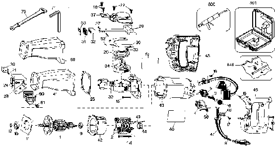 Exploded Diagram A Diagram and Parts List for D304K-04 Type 1 DeWALT Miter Saw