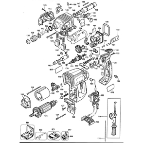 Drill Assy Diagram and Parts List for DW005K2TY3  DeWALT Hammer Drill