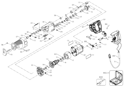 Page A Diagram and Parts List for DW310K 1 DeWALT Reciprocating Saw