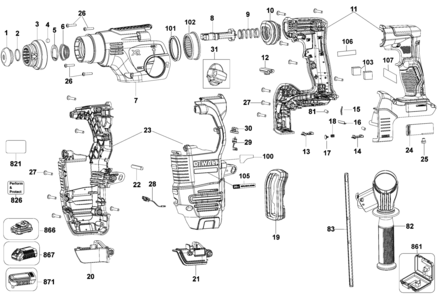 Part Location Diagram of N461541 DeWALT BELT HOOK