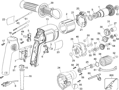 Default Diagram and Parts List for DW245-B2 Type 2 DeWALT Boring Machine