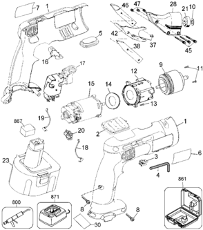 Default Diagram and Parts List for DW941K-2 Type 1 DeWALT Nibbler & Shears