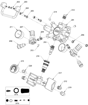 Manifold Diagram and Parts List for DXCMWA5591056 Type 0 DeWALT Compressor