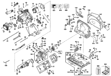 Fig-0 Diagram and Parts List for DWS520SK  DeWALT Saw