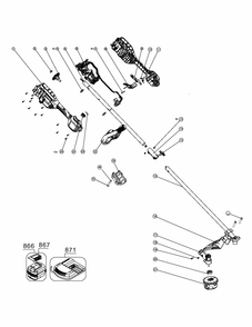 Diagram Diagram and Parts List for DCST972BR Type 1 DeWALT Trimmer