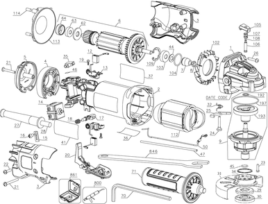 Page A Diagram and Parts List for DWE402G Type 3 DeWALT Angle Grinder