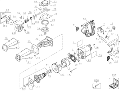 Page A Diagram and Parts List for DW304PK-BR 1 DeWALT Reciprocating Saw