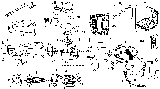Page A Diagram and Parts List for DW306K 1 DeWALT Reciprocating Saw