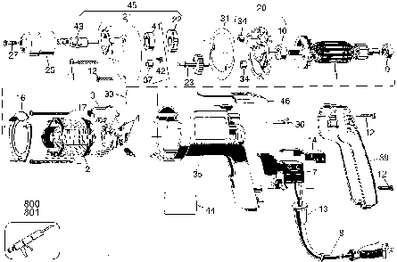 Exploded Diagram A Diagram and Parts List for D104-04 Type 1 DeWALT Drill