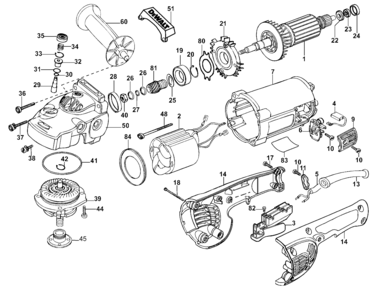 Page A Diagram and Parts List for D28493PB2 3 DeWALT Grinder