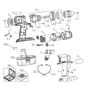 Drill Assy Diagram and Parts List for DC983KATY1  DeWALT Drill