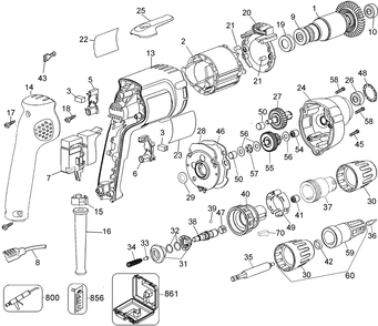 Page A Diagram and Parts List for DW260K Type 3 DeWALT Screwdriver