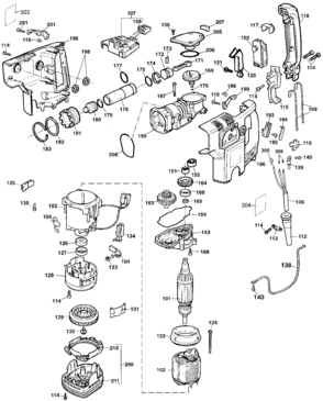 Default 2 Diagram and Parts List for DW531K Type 103 DeWALT Hammer Drill