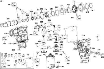 Page B Diagram and Parts List for DC212KL 2 DeWALT Hammer