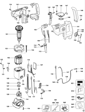 Page B Diagram and Parts List for DW570K-B2 1 DeWALT Hammer