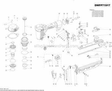 Page A Diagram and Parts List for DWFP71917 20003001 and higher DeWALT Nailer