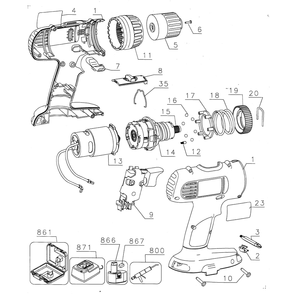 Drill Assy Diagram and Parts List for DC759KATY1  DeWALT Drill