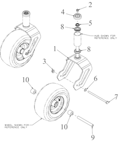 Front Caster Diagram and Parts List for DXGZ148P (47AHBCA6038)(2022) DeWALT Lawn Tractor