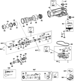 Gear Box Assembly Diagram and Parts List for D25810K Type 1 DeWALT Hammer Drill