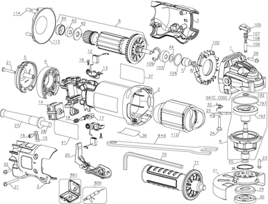 Page A Diagram and Parts List for DWE402 Type 15 DeWALT Angle Grinder