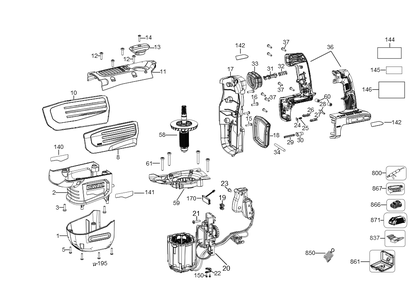Exploded Diagram B Diagram and Parts List for DCH735X2 Type 1 DeWALT Hammer Drill