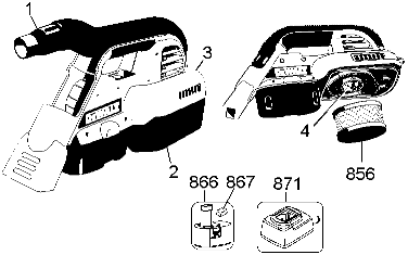 Default Diagram and Parts List for DC515B Type 1 DeWALT Leaf Blower / Vacuum