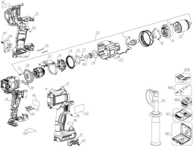 Part Location Diagram of N431555 DeWALT FWD/REV BUTTON