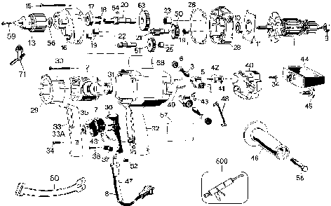 Exploded Diagram A Diagram and Parts List for D130-04 Type 3 DeWALT Drill