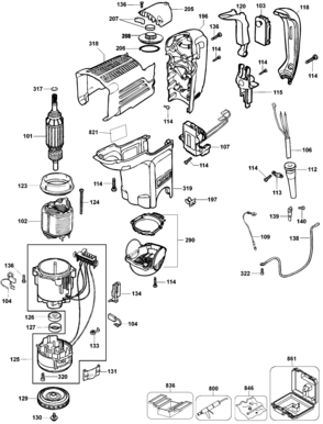 Page A Diagram and Parts List for D25850K 1 DeWALT Hammer