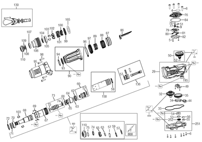 Exploded Diagram A Diagram and Parts List for DCH773Y2 Type 2 DeWALT Hammer Drill