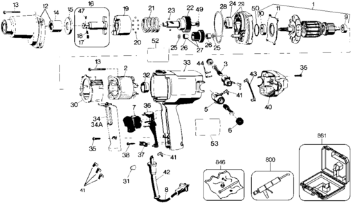 Default Diagram and Parts List for DW290K Type 2 DeWALT Impact Driver