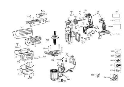 Exploded Diagram B Diagram and Parts List for DCH775X2 Type 1 DeWALT Hammer Drill