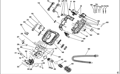 Exploded Diagram A Diagram and Parts List for DCV580 Type 2 DeWALT Utility Vacuum