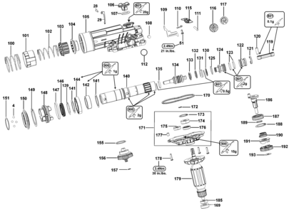 Default 2 Diagram and Parts List for D25416K Type 1 DeWALT Impact Driver