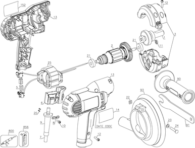 Section 1 Diagram and Parts List for DWE6401DSR Type 1 DeWALT Sander Grinder