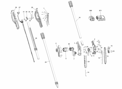 Diagram Diagram and Parts List for DCPS620BR Type 1 DeWALT Chainsaw